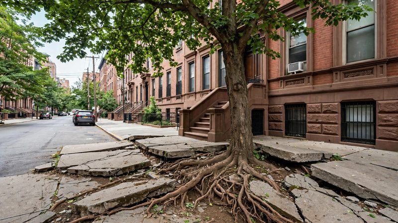 Tree roots lifting a NYC sidewalk